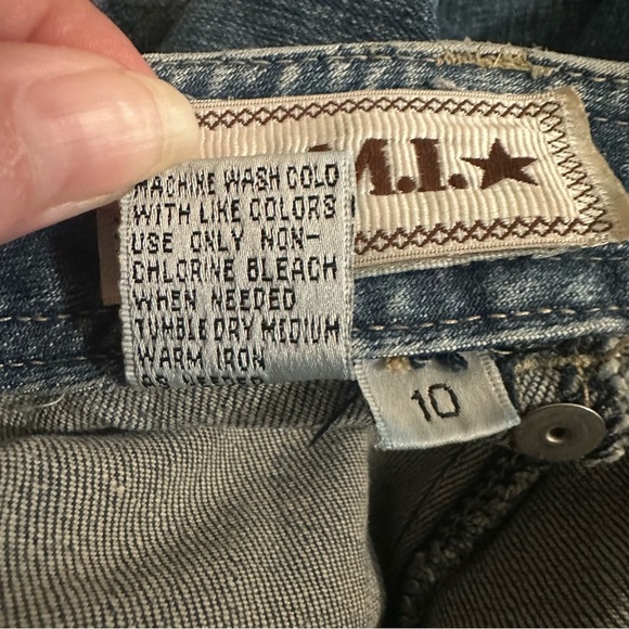 A.M.I. Blue Denim A-Line Mermaid Denim Long Maxi Skirt Western Costal Sz 10 - Picture 11 of 11